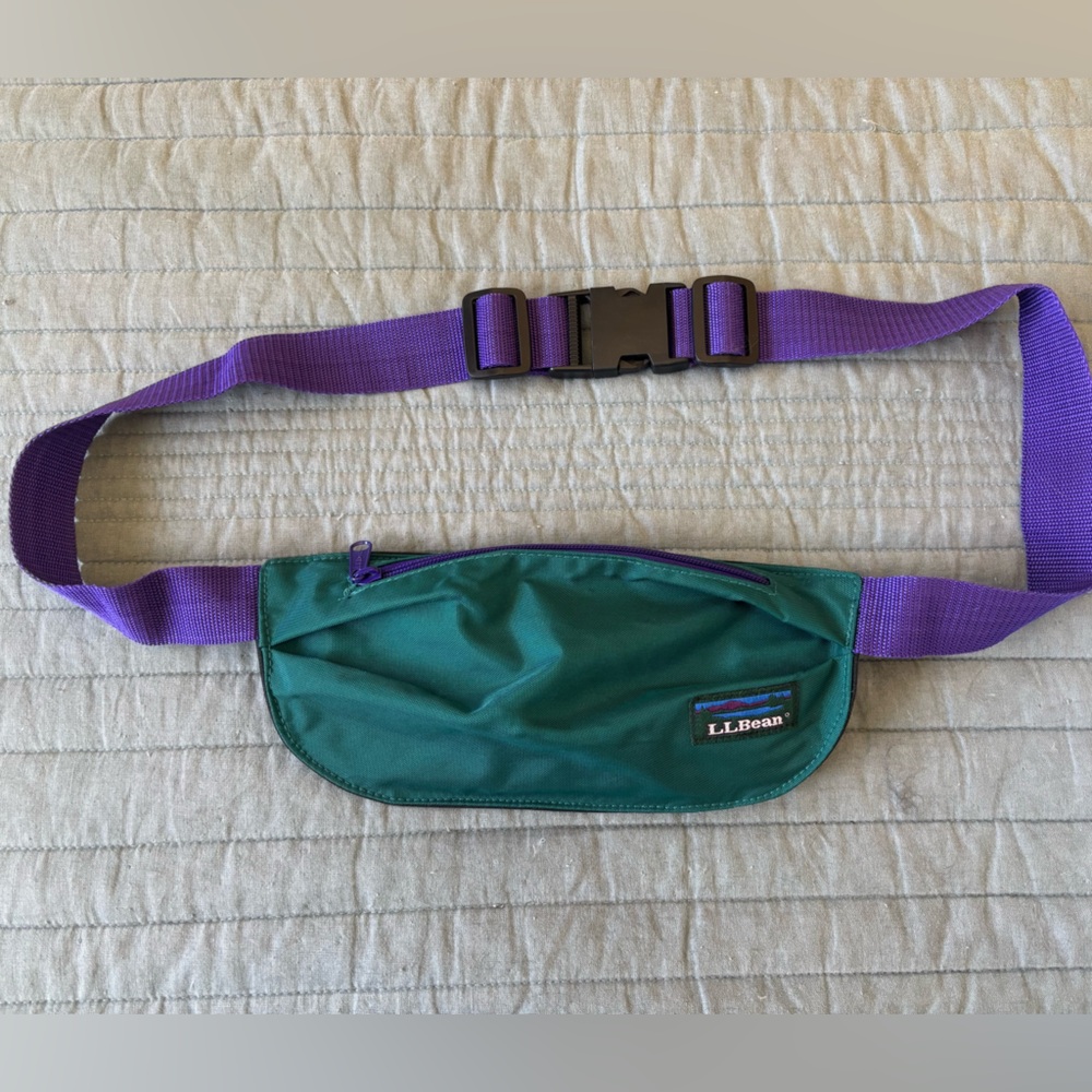 L.L. Bean Green and Purple Belt Bag